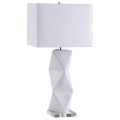 Best Furniture Outlet - Coaster - Camie 32-inch Rectangular Shade Geometric Table Lamp White - 902937