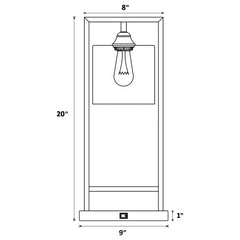Shoto 20-inch Glass Shade Metal Bedside Table Lamp Black