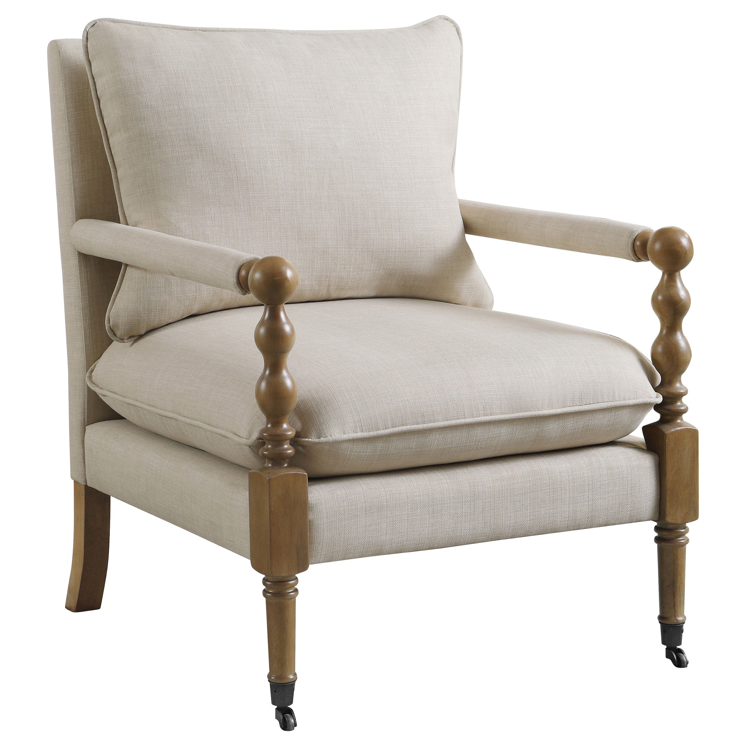Best Furniture Outlet - Coaster - Dempsy Upholstered Accent Chair with Casters Beige - 903058