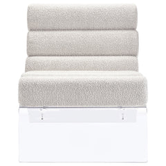 Serreta Boucle Upholstered Armless Acrylic Chair Ivory