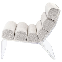 Serreta Boucle Upholstered Armless Acrylic Chair Ivory