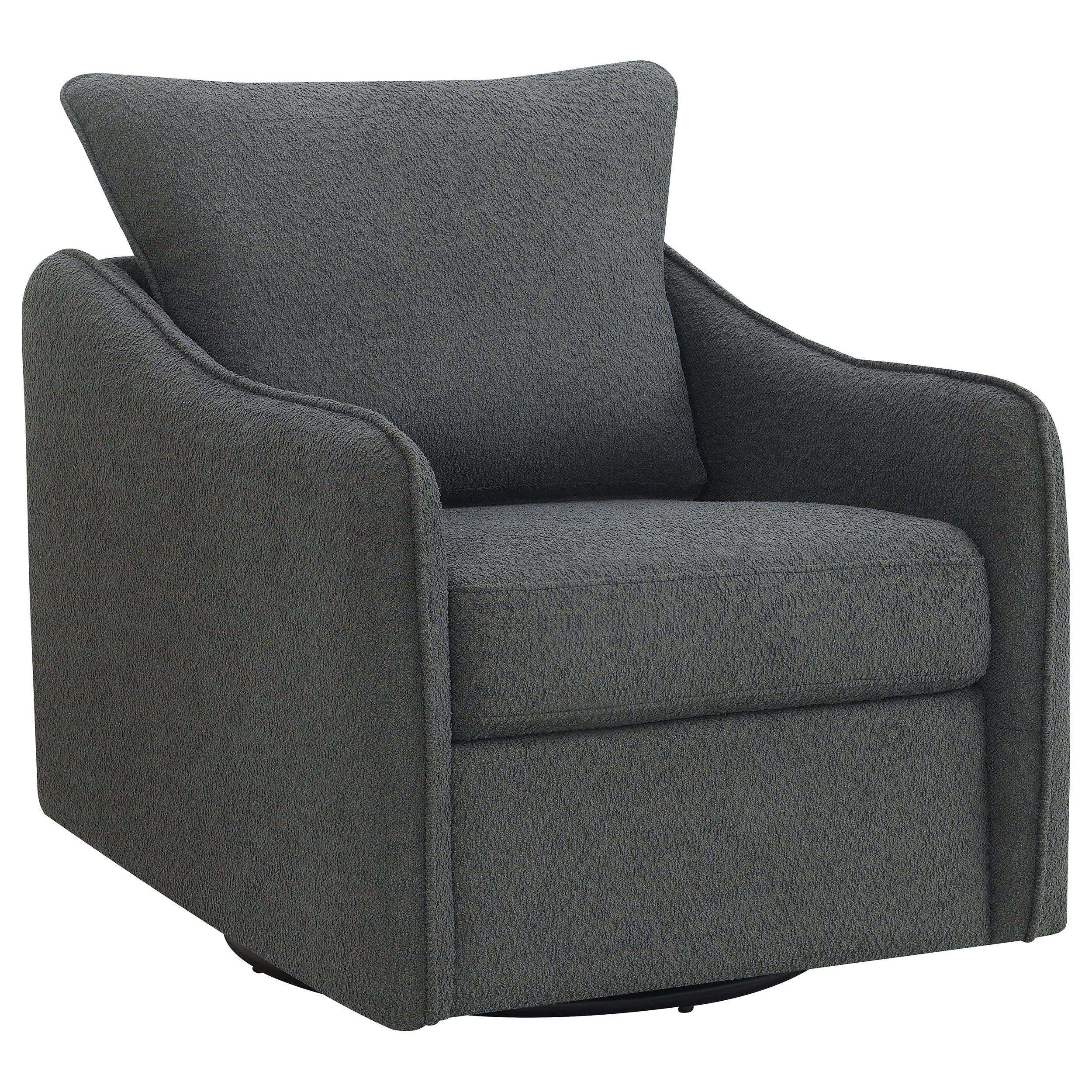 Best Furniture Outlet - Coaster - Madia Upholstered Sloped Arm Swivel Glider Chair Charcoal - 903393
