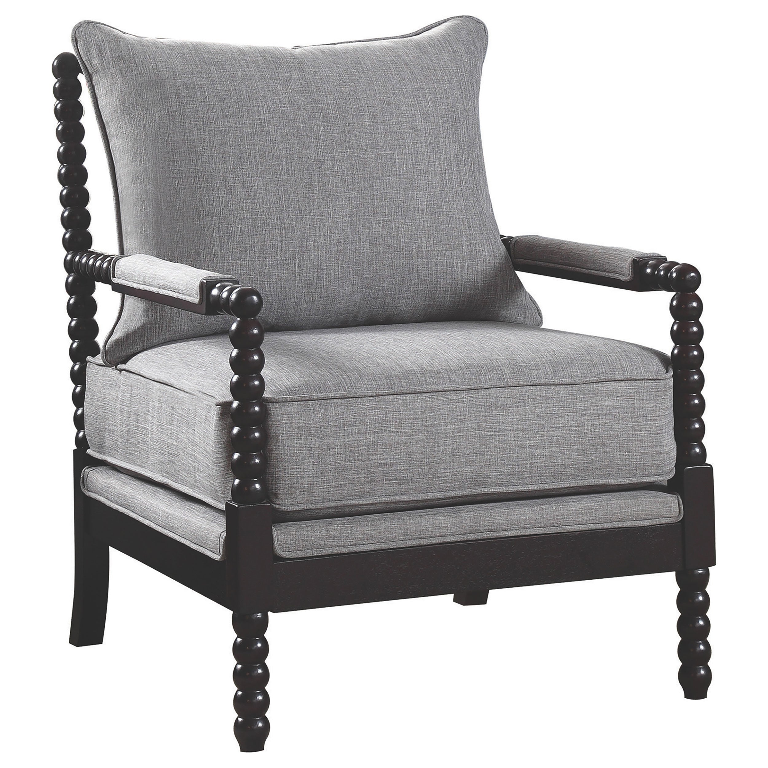 Best Furniture Outlet - Coaster - Blanchett Upholstered Bobbin Accent Chair Grey and Black - 903824