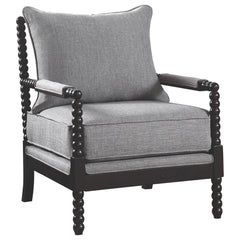 Best Furniture Outlet - Coaster - Blanchett Upholstered Bobbin Accent Chair Grey and Black - 903824