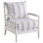 Best Furniture Outlet - Coaster - Blanchett Upholstered Bobbin Accent Chair White and Navy - 903835