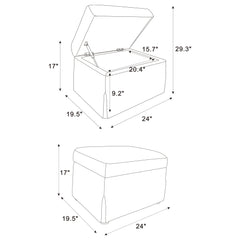 Winter Upholstered Hydraulic Lift Top Storage Ottoman Beige