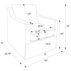 Winter Upholstered Sloped Arm Accent Swivel Chair Grey