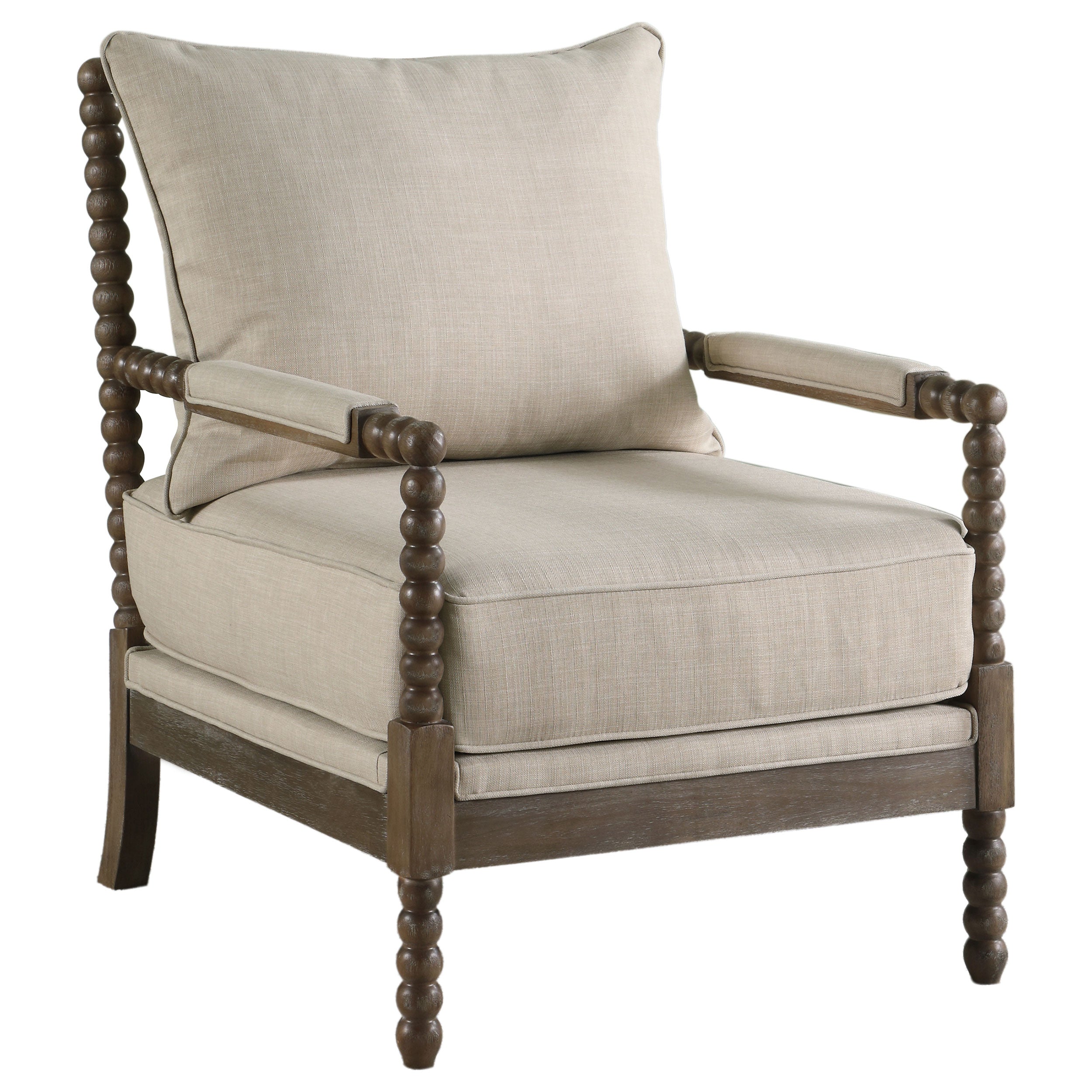 Best Furniture Outlet - Coaster - Blanchett Upholstered Bobbin Accent Chair Beige and Natural - 905362