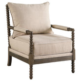 Best Furniture Outlet - Coaster - Blanchett Upholstered Bobbin Accent Chair Beige and Distressed Brown - 905362