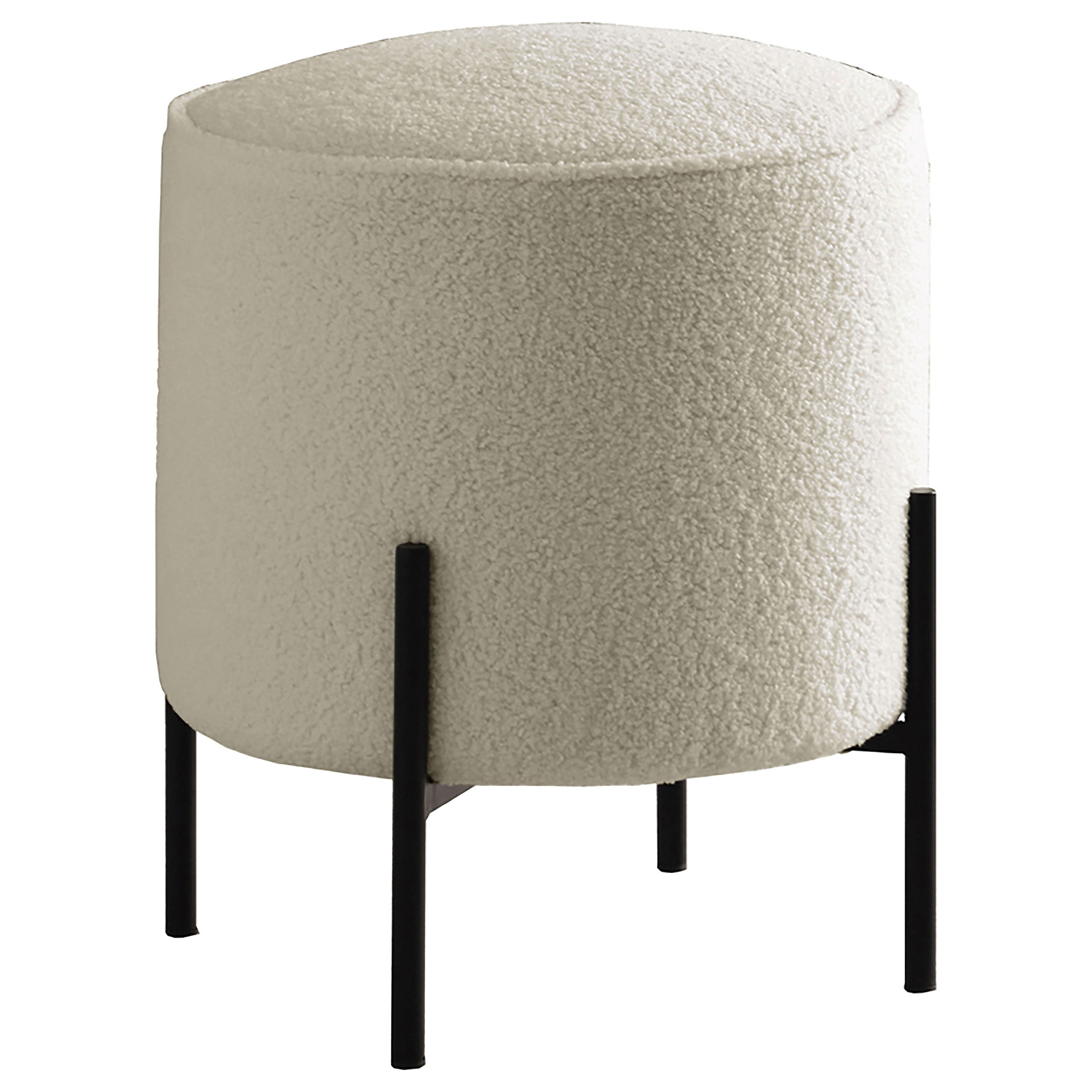 Best Furniture Outlet - Coaster - Basye Round Upholstered Ottoman Ivory - 905495