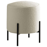Best Furniture Outlet - Coaster - Basye Round Upholstered Ottoman Ivory - 905495