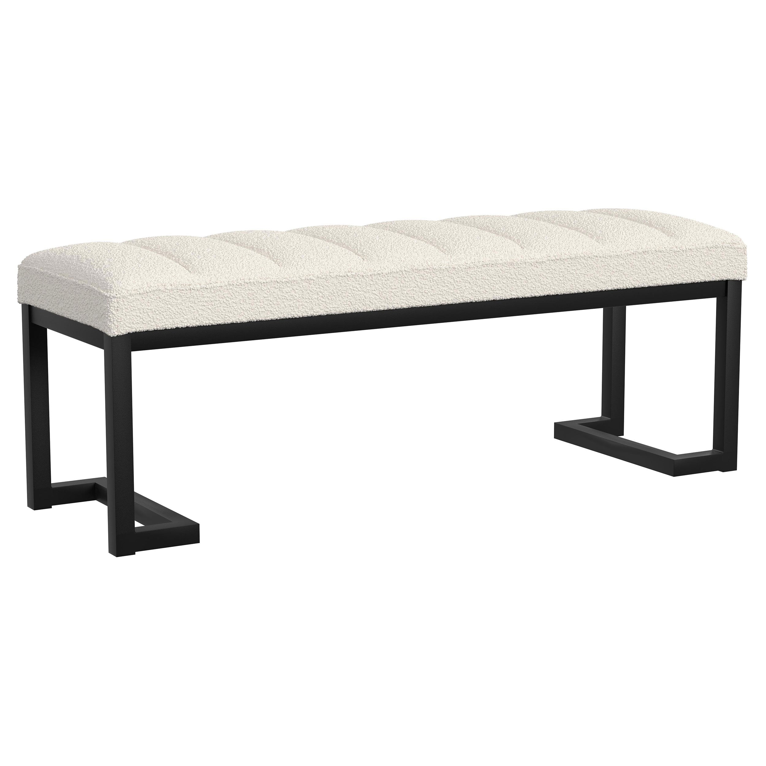 Best Furniture Outlet - Coaster - Mesa Boucle Upholstered Tufted Accent Bench Vanilla - 907514