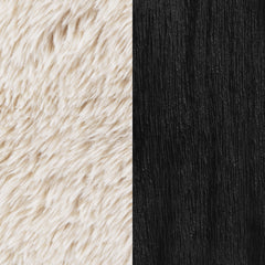 Fitzroy Faux Fur Upholstered Chair Solid Wood Arms Latte