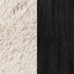 Fitzroy Faux Fur Upholstered Chair Solid Wood Arms Latte