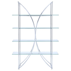 Larson 73-inch 4-shelf Glass Bookshelf Chrome