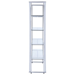 Larson 73-inch 4-shelf Glass Bookshelf Chrome