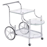 Best Furniture Outlet - Coaster - Sarandon 3-tier Glass Shelf Metal Bar Cart Chrome - 910076