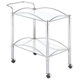 Best Furniture Outlet - Coaster - Shadix 2-tier Rectangular Glass Shelf Metal Bar Cart Chrome - 910077