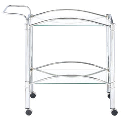 Shadix 2-tier Rectangular Glass Shelf Metal Bar Cart Chrome