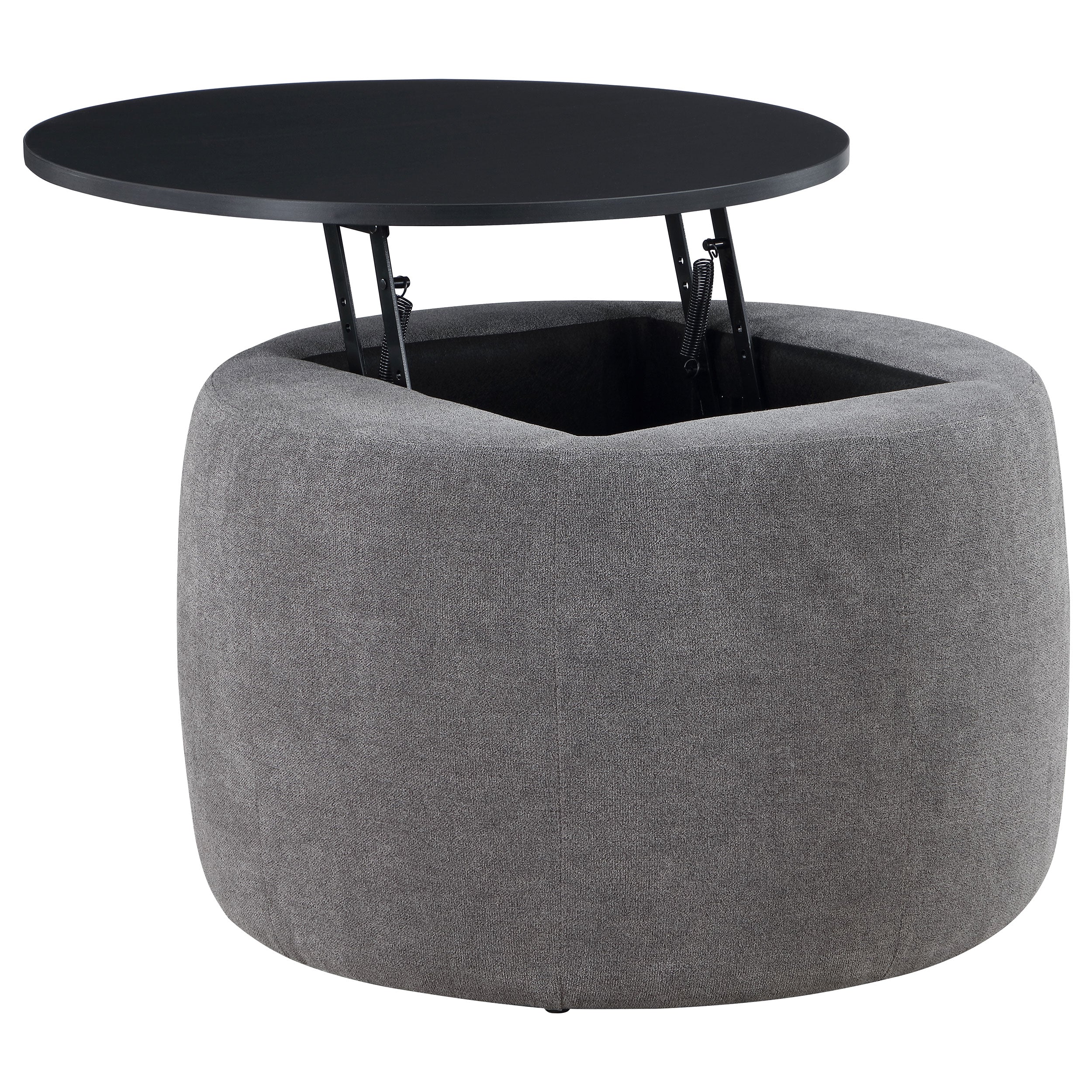 Best Furniture Outlet - Coaster - Tesoro Round Upholstered Lift Top Storage Ottoman Grey - 910147