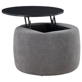 Best Furniture Outlet - Coaster - Tesoro Round Upholstered Lift Top Storage Ottoman Grey - 910147