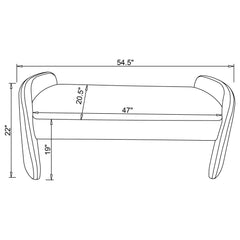 Peoria Velvet Upholstered Accent Bench Ivory