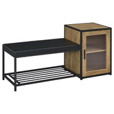Best Furniture Outlet - Coaster - Martino Shoe Storage Entryway Bench with Cabinet Mango and Black - 910224