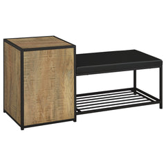 Martino Shoe Storage Entryway Bench with Cabinet Mango and Black