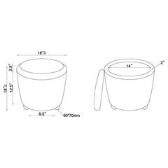 Valia Faux Sheepskin Upholstered Round Storage Ottoman Black