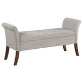 Best Furniture Outlet - Coaster - Farrah Velvet Upholstered Rolled Arm Storage Bench Beige - 910238