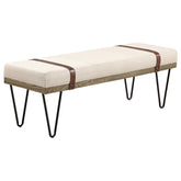 Best Furniture Outlet - Coaster - Austin Fabric Upholstered Accent Bench Beige - 910258
