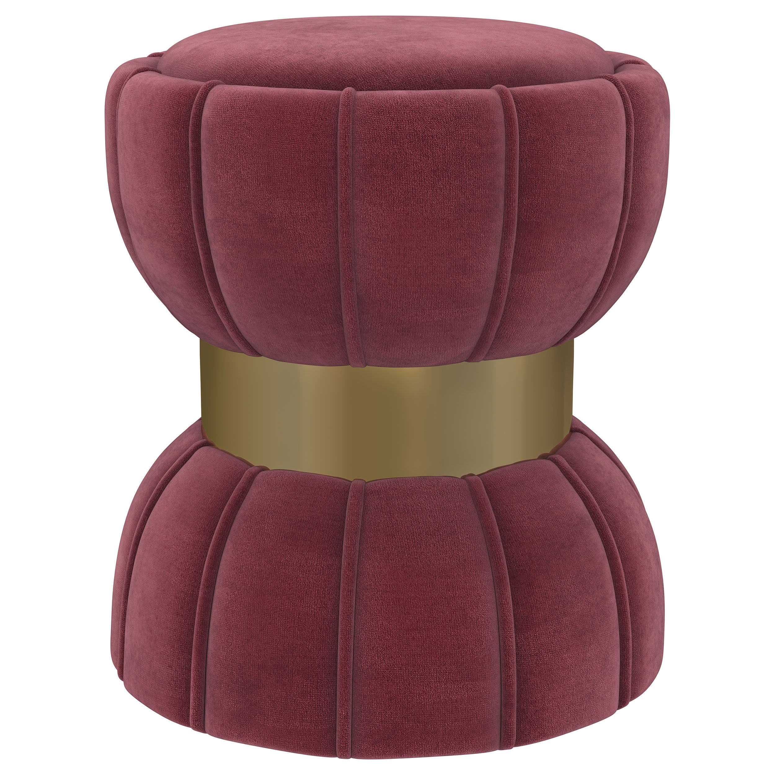 Best Furniture Outlet - Coaster - Sora Round Upholstered Ottoman Berry - 910290
