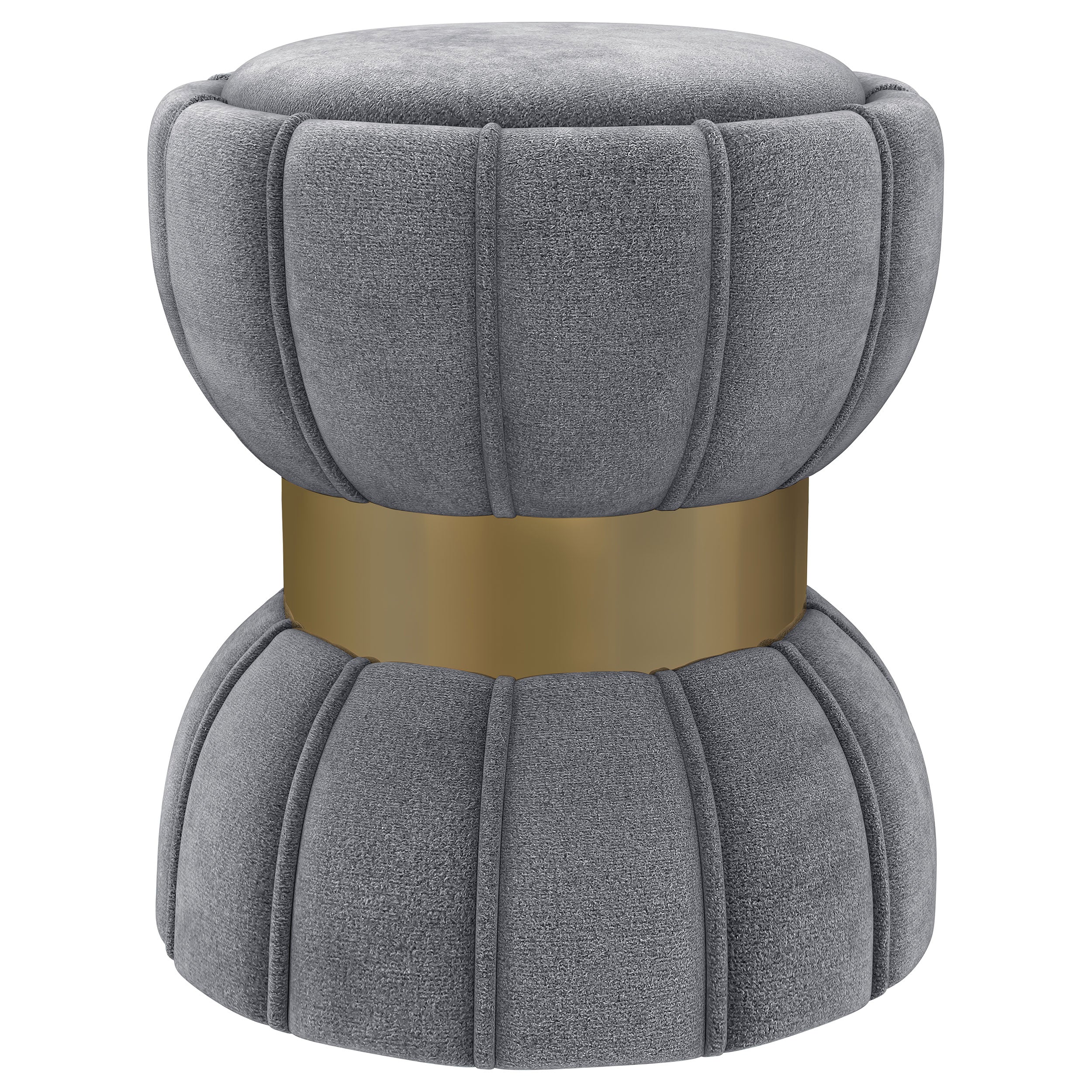 Best Furniture Outlet - Coaster - Sora Round Upholstered Ottoman Grey - 910291