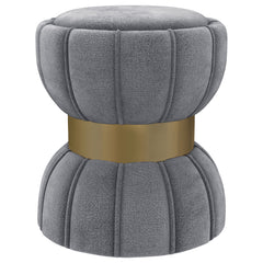 Best Furniture Outlet - Coaster - Sora Round Upholstered Ottoman Grey - 910291