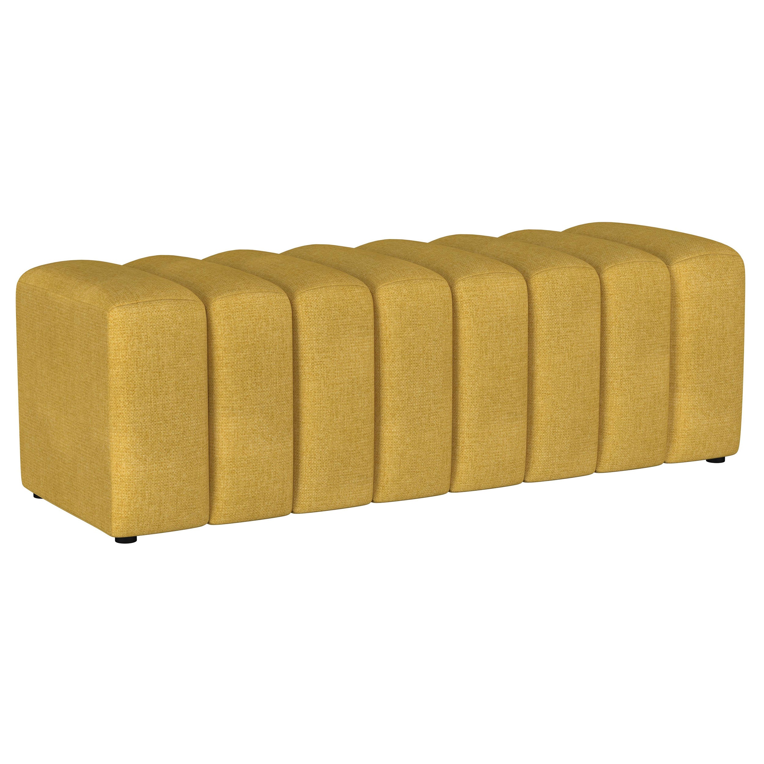 Best Furniture Outlet - Coaster - Summer Fabric Upholstered Tufted Accent Bench Mustard Yellow - 910292