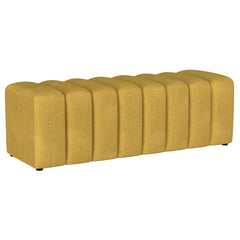 Best Furniture Outlet - Coaster - Summer Fabric Upholstered Tufted Accent Bench Mustard Yellow - 910292