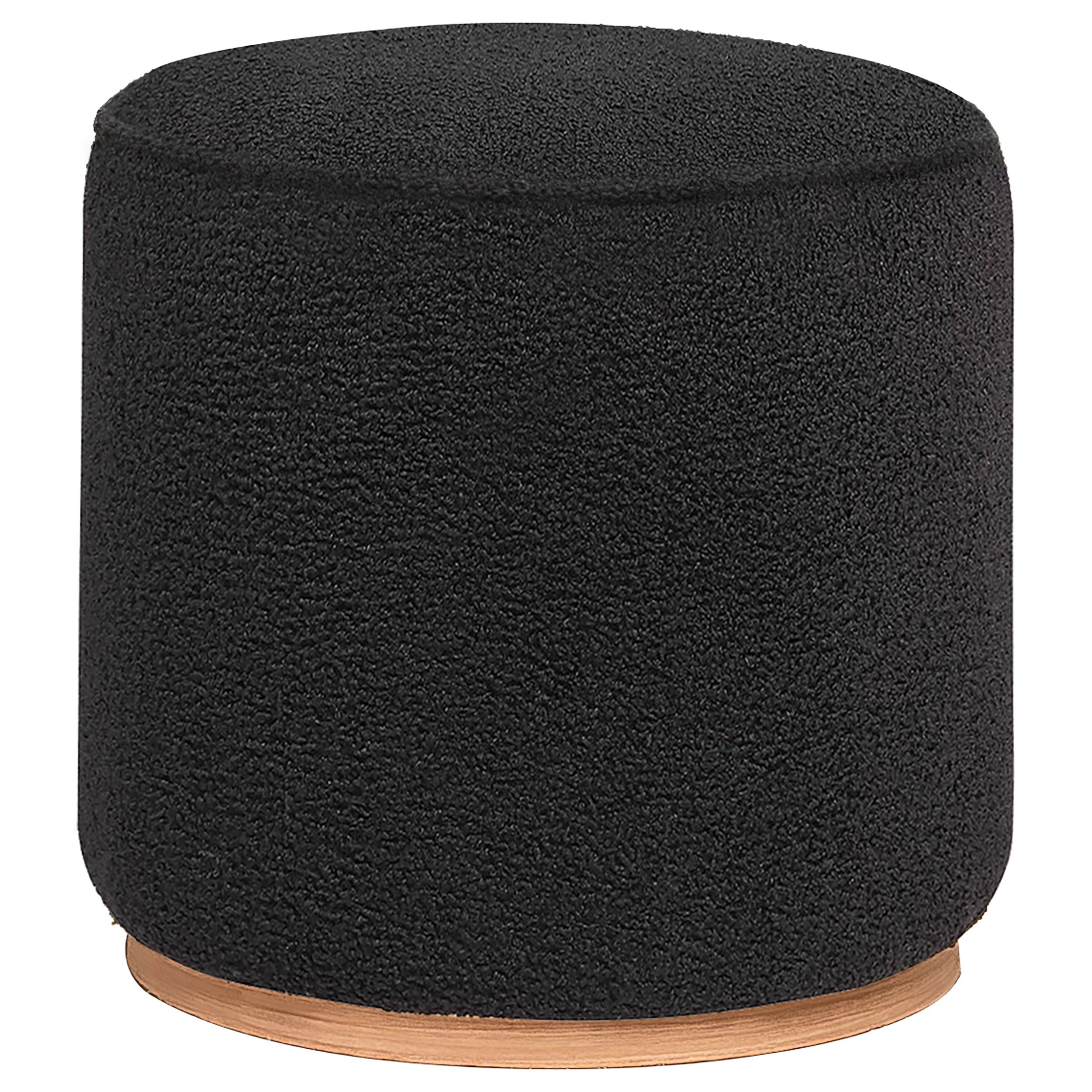 Best Furniture Outlet - Coaster - Zena Faux Sheepskin Upholstered Round Ottoman Black - 910301