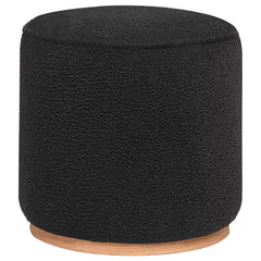 Best Furniture Outlet - Coaster - Zena Faux Sheepskin Upholstered Round Ottoman Black - 910301