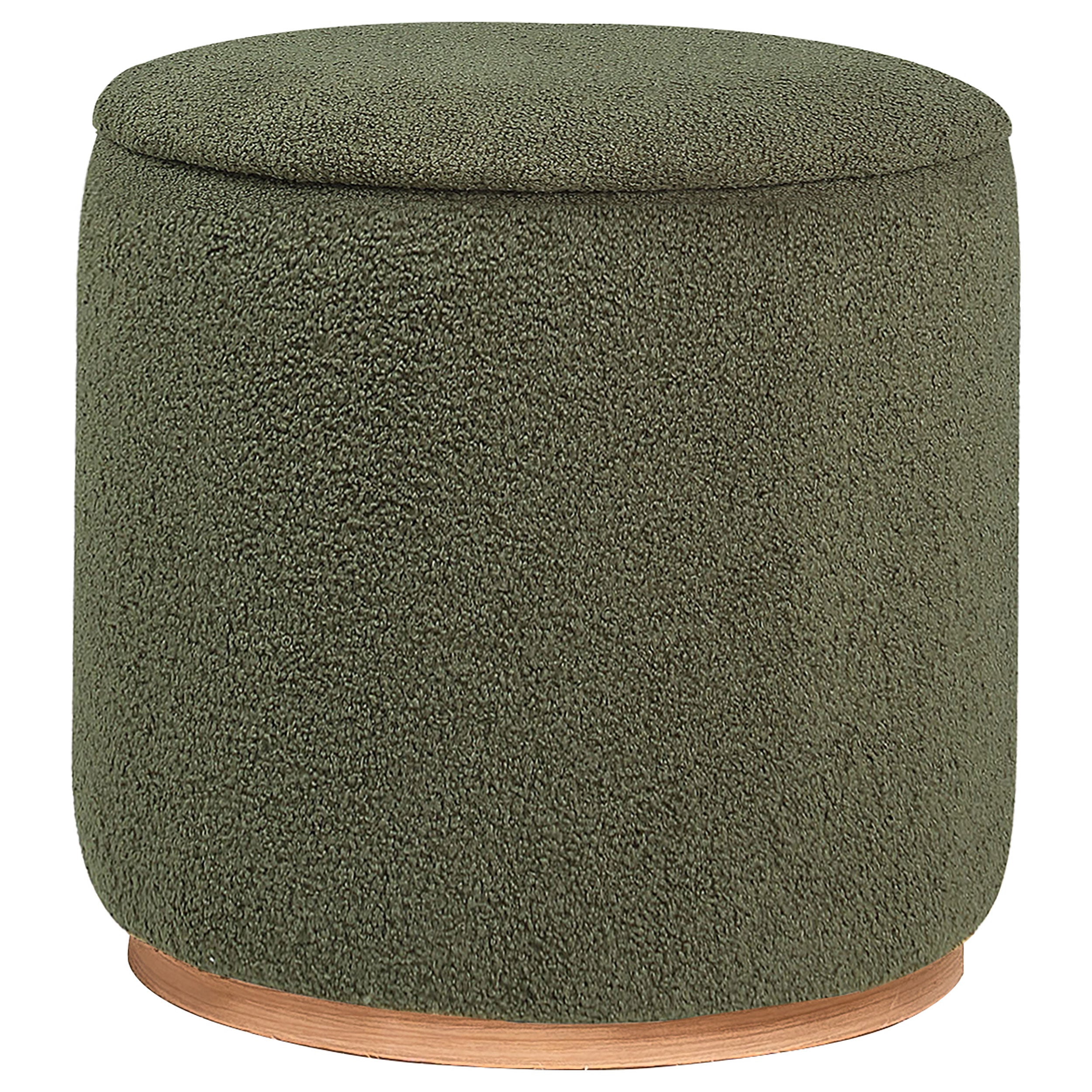 Best Furniture Outlet - Coaster - Zena Faux Sheepskin Upholstered Round Ottoman Green - 910302