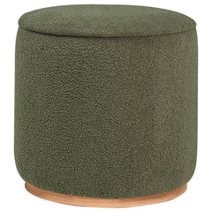Best Furniture Outlet - Coaster - Zena Faux Sheepskin Upholstered Round Ottoman Green - 910302