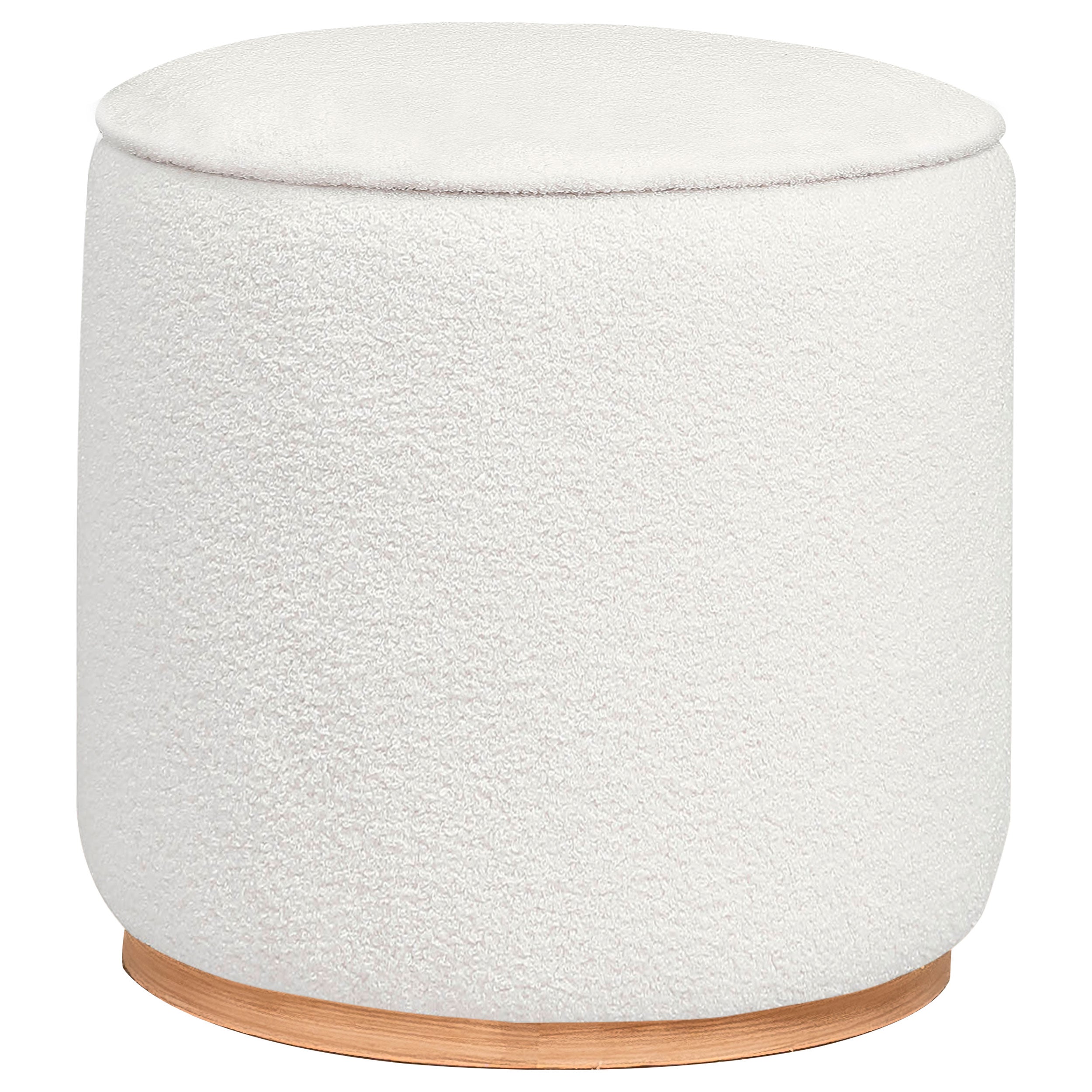 Best Furniture Outlet - Coaster - Zena Faux Sheepskin Upholstered Round Ottoman Ivory - 910303