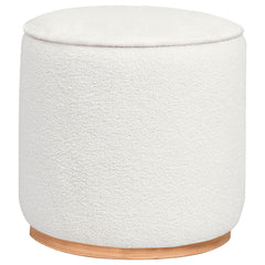 Best Furniture Outlet - Coaster - Zena Faux Sheepskin Upholstered Round Ottoman Ivory - 910303