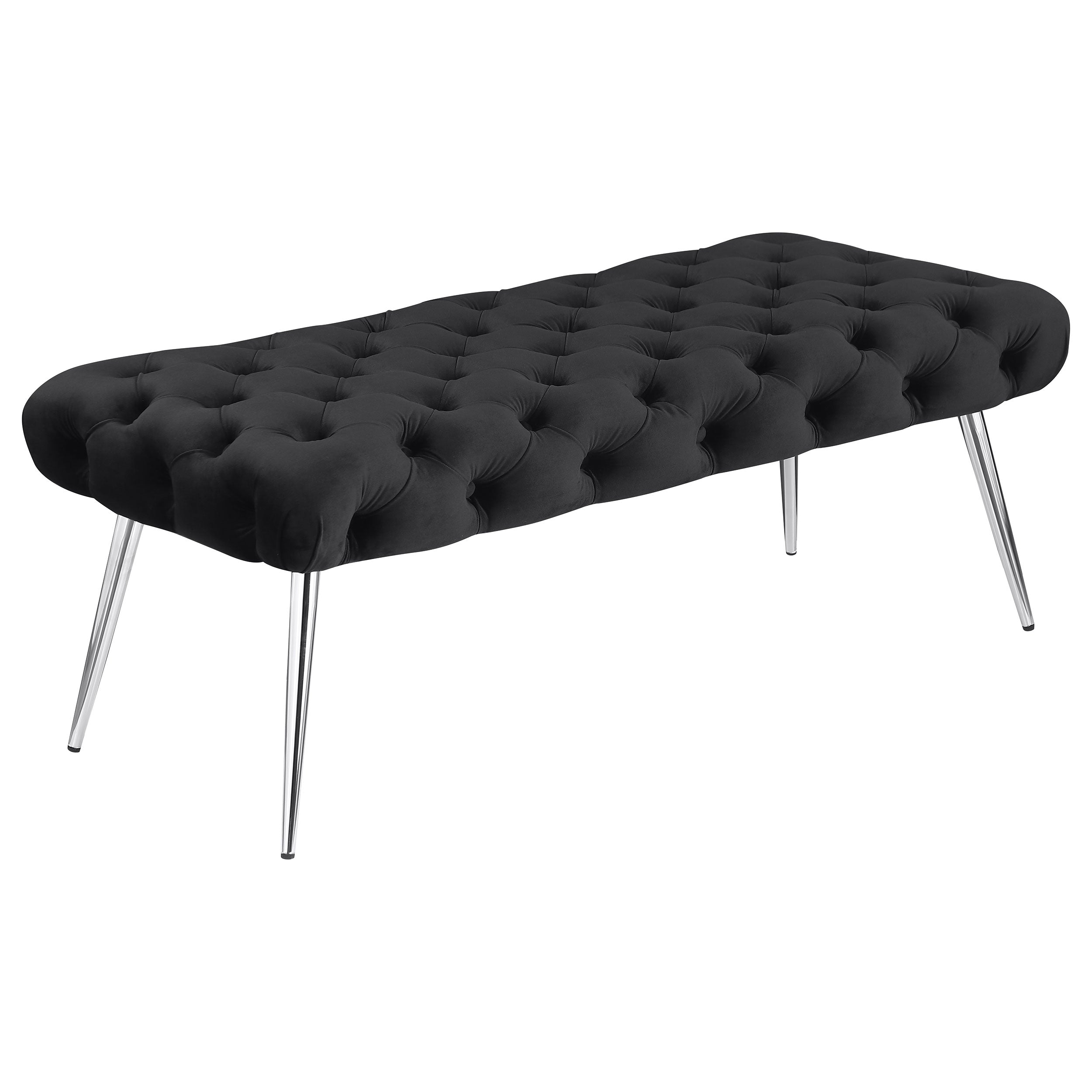 Best Furniture Outlet - Coaster - Ella Upholstered Tufted Bench Stainless Steel Legs Black - 910333