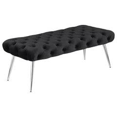 Best Furniture Outlet - Coaster - Ella Upholstered Tufted Bench Stainless Steel Legs Black - 910333