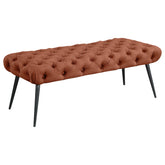 Best Furniture Outlet - Coaster - Ella Upholstered Tufted Bench Metal Legs Rust - 910335