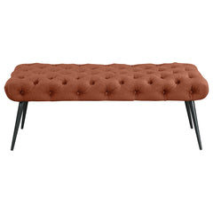 Ella Upholstered Tufted Bench Metal Legs Rust
