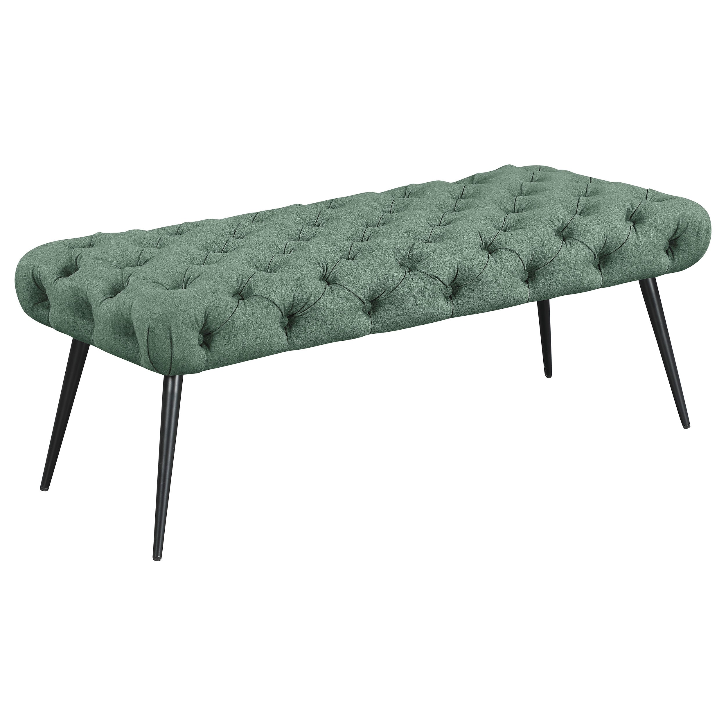 Best Furniture Outlet - Coaster - Ella Upholstered Tufted Bench Metal Legs Teal - 910336