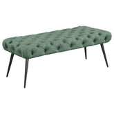 Best Furniture Outlet - Coaster - Ella Upholstered Tufted Bench Metal Legs Teal - 910336