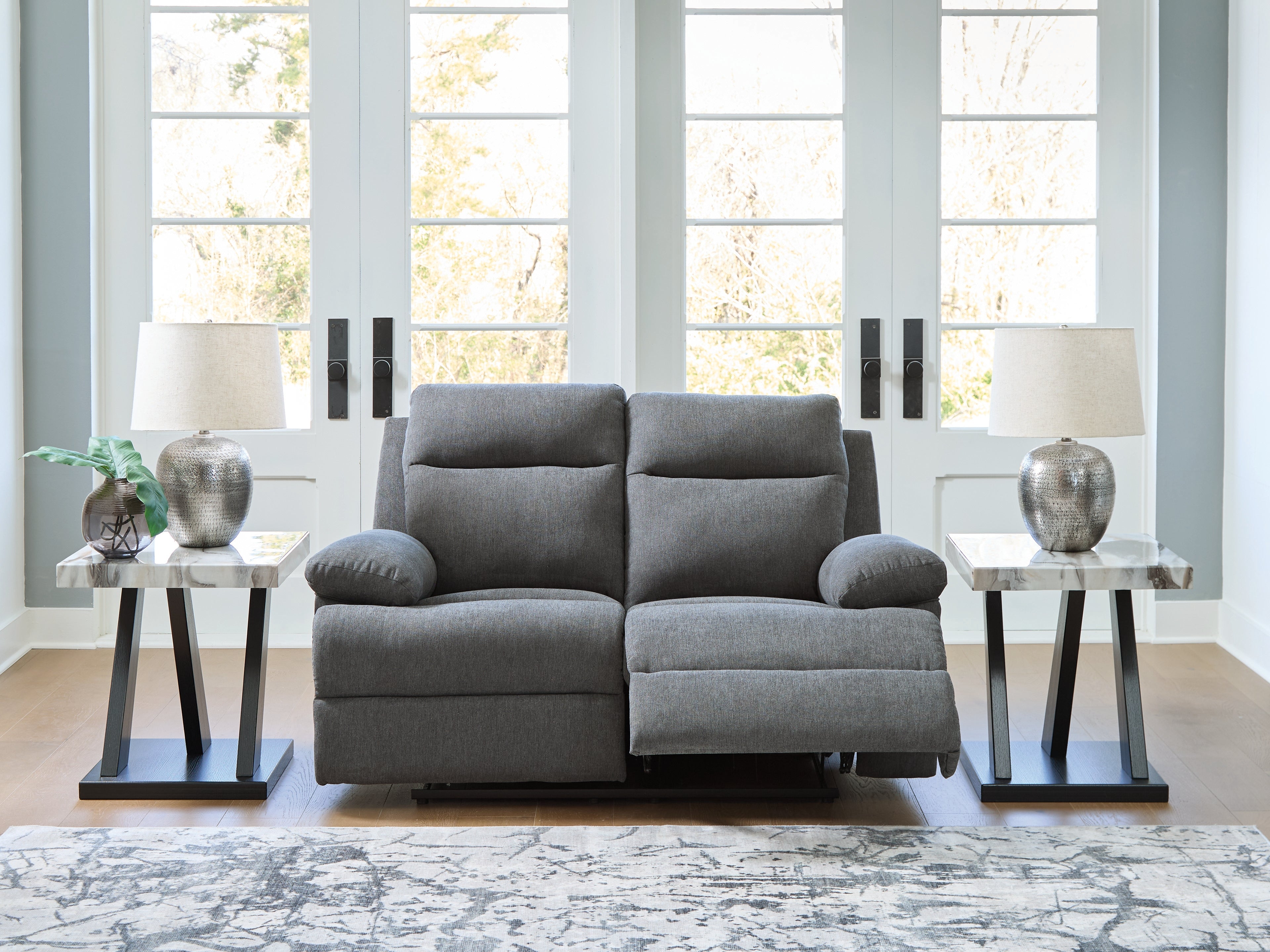 Best Furniture Outlet - Ashley Furniture - Side-Swipe Living Room - Reclining Loveseat / Charcoal - PC9140686