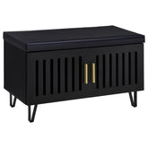Best Furniture Outlet - Coaster - Brixton 2-door Padded Entryway Shoe Storage Bench Black - 915152